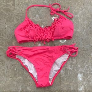 VS PINK Hot Pink Fringe Bikini